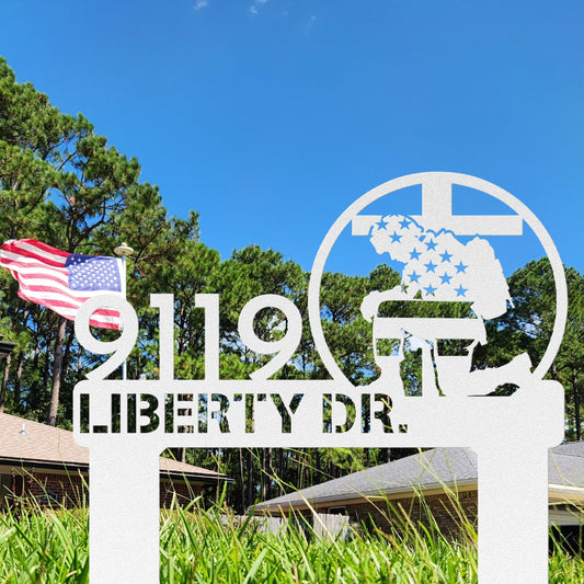 Flag and Soldier Address Sign