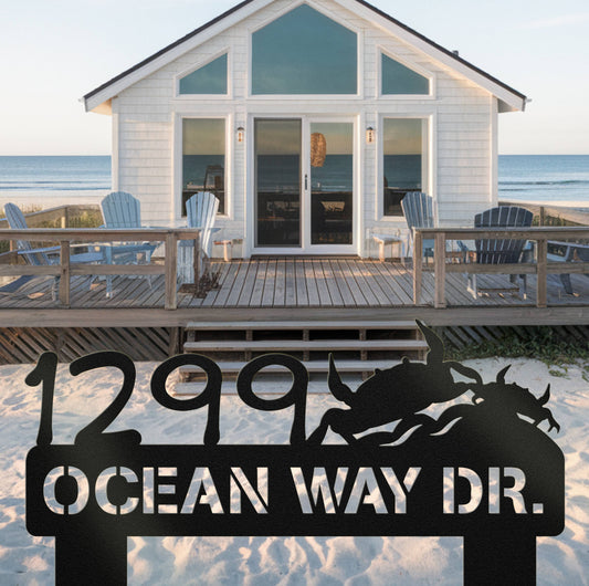 Ocean Crab Address Sign
