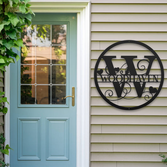 Circle And Hearts Monogram